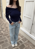 Pantalon Bleu avec ceinture integre
