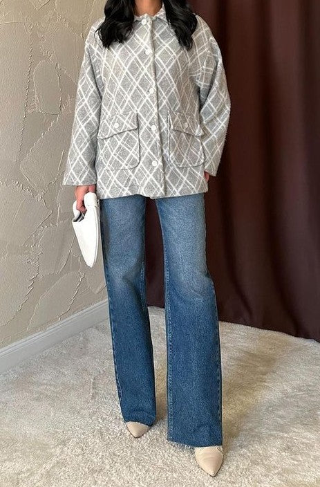 Blouson gris oversize