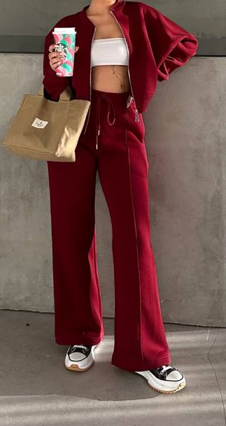 Ensemble de jogging Rouge avec des poches