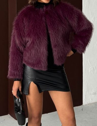 Veste en Fourrure Bordeaux