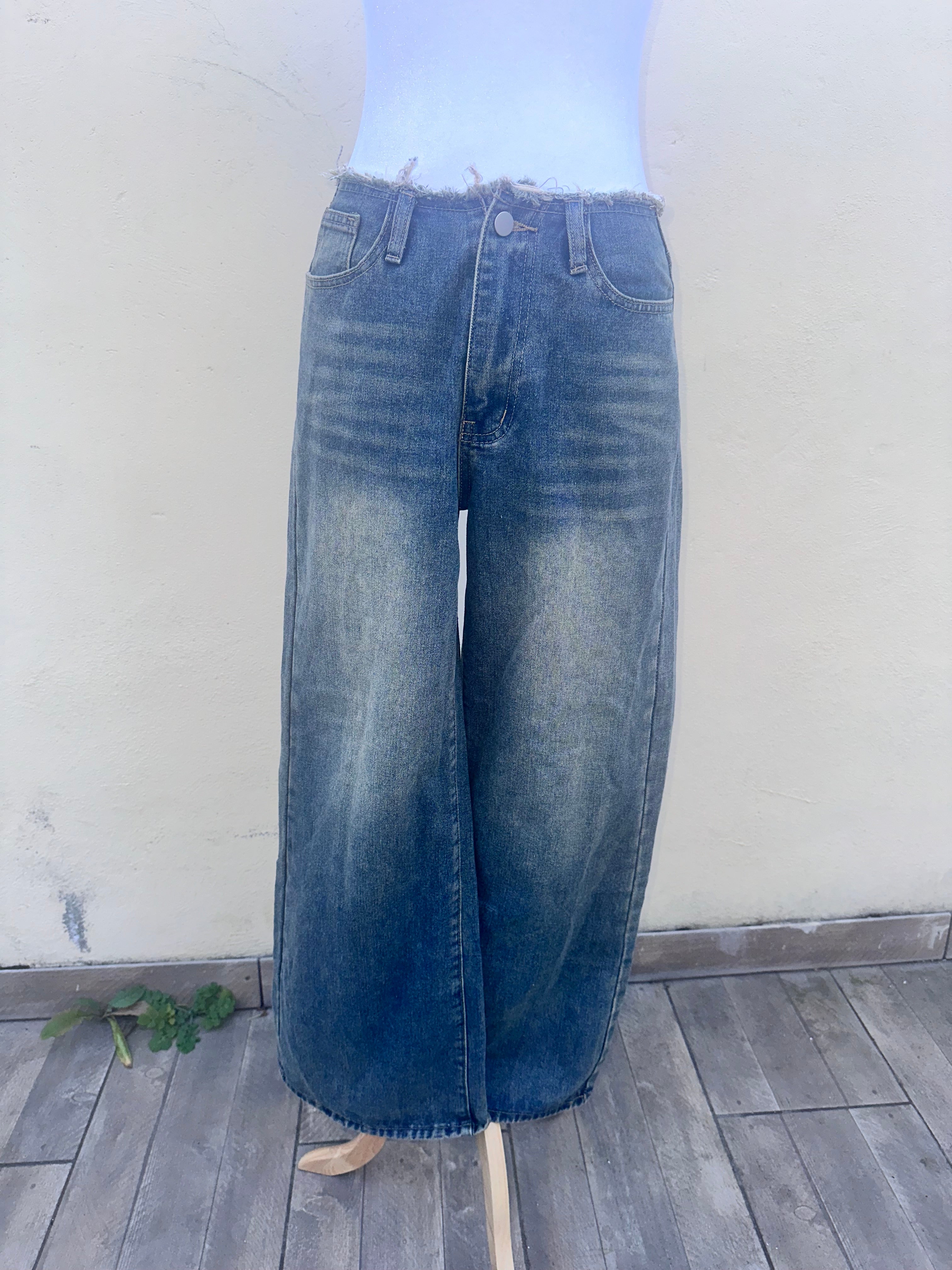 Jean Large Finition Déchirure Streetwear