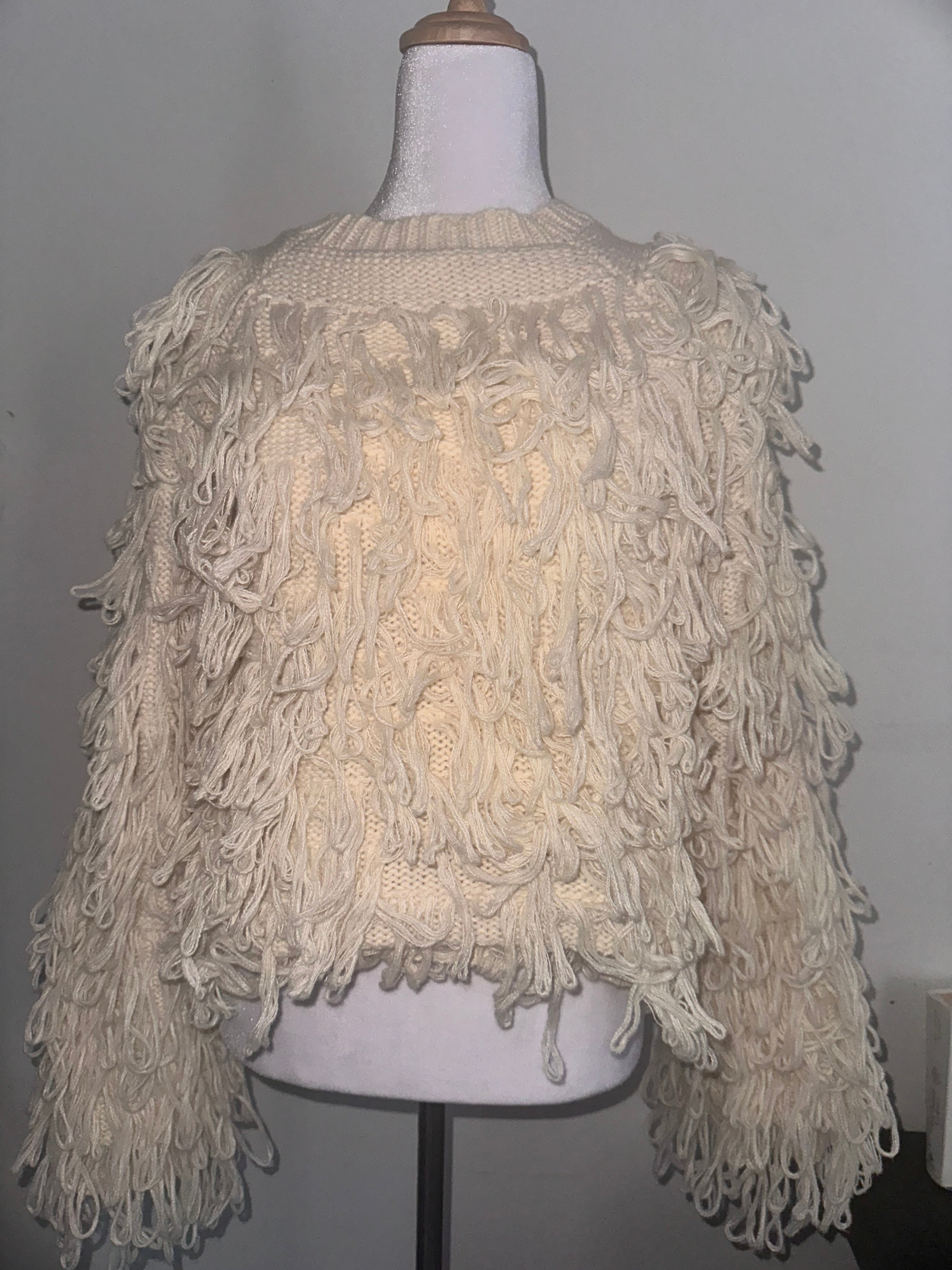 Pull à Franges Crème Bohème