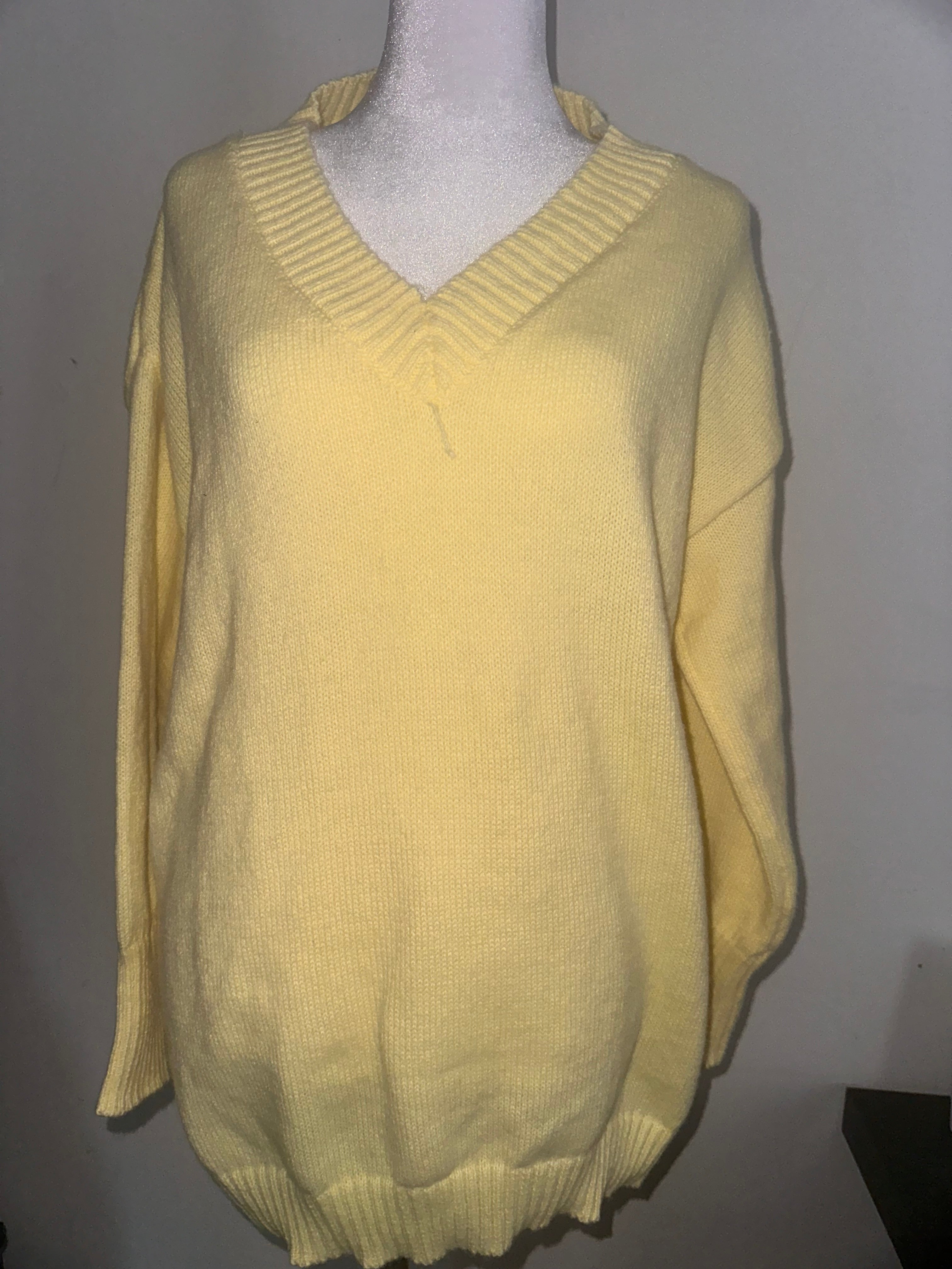 Pull Jaune Col V Lumineux